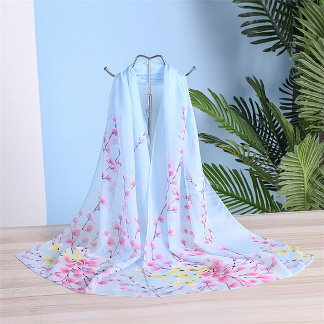 Brand New Chiffon Scarf Women Spring Summer Silk Scarves Thin Flower Shawls And Wraps  Foulard Print Hijab Stoles Wholesale - Arabian Boutique