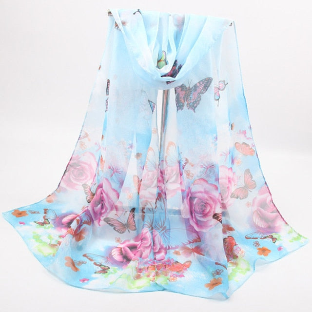 Brand New Chiffon Scarf Women Spring Summer Silk Scarves Thin Flower Shawls And Wraps  Foulard Print Hijab Stoles Wholesale - Arabian Boutique