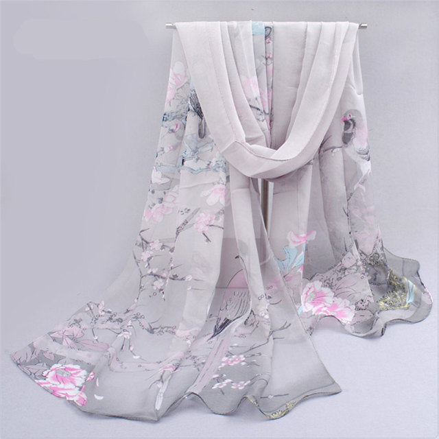 6 Colors New Chiffon Scarves  Women Summer Silk Scarf Chiffon Thin Shawls And Wraps  Foulard Flower Hijab Stoles Wholesale - Arabian Boutique