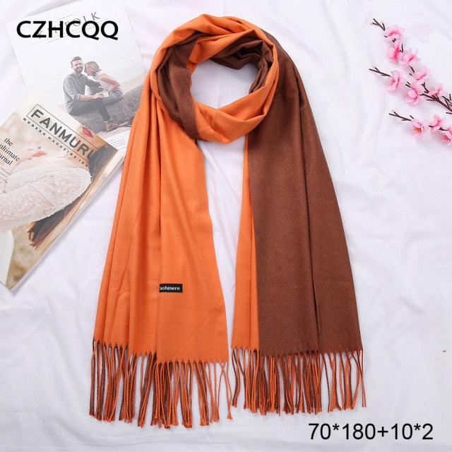 Winter Warm Solid Double-Side Soft Women Cashmere Scarves Shawls