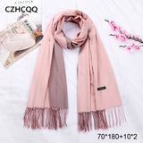 New Double Sided Winter Women Cashmere Solid Scarf Pashmina Shawls And Wraps Female Foulard Hijab Wool Stoles Head Scarves - Arabian Boutique