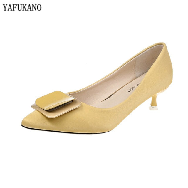 Simple Pointed High Heels yellow- Arabian Boutique