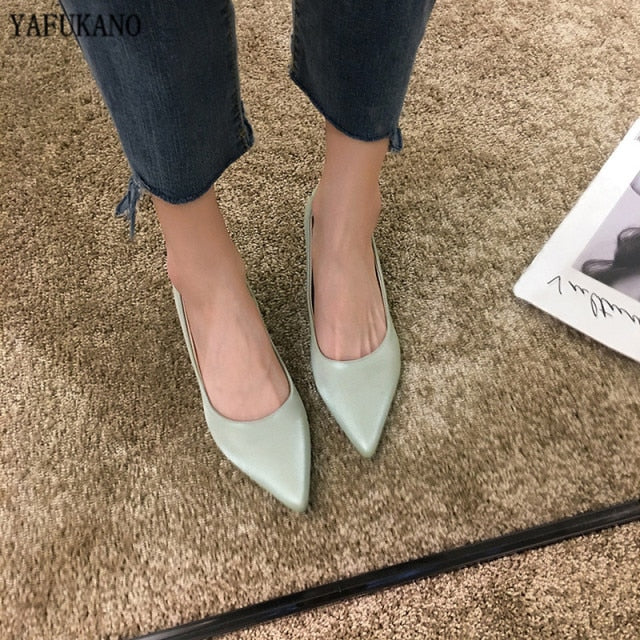 Simple Pointed High Heels light green - Arabian Boutique