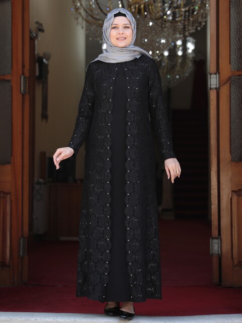 Plus Size Abaya - Daisy Patterned Lace with 4 colors - Arabian Boutique