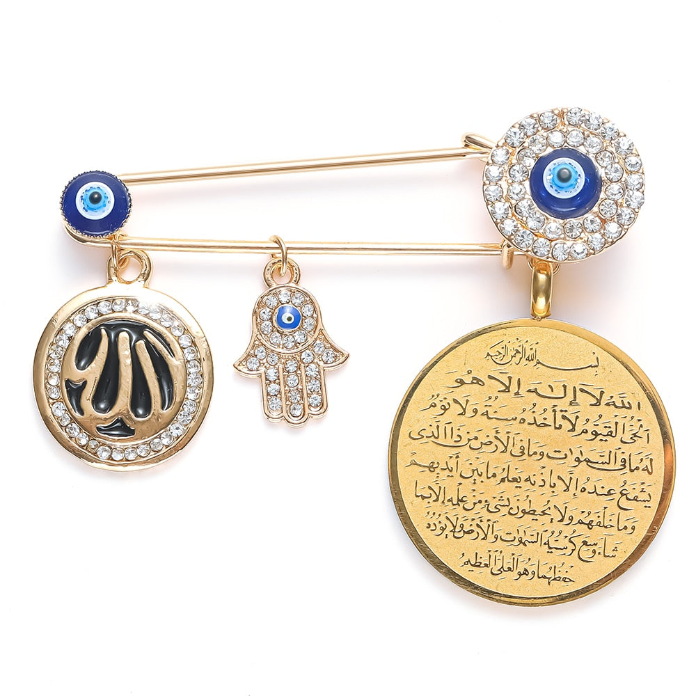Evil Eye Hamsa Hand Hijab Pin - Muslim Accessories - Islamic Hijab Pins | Arabian Boutique