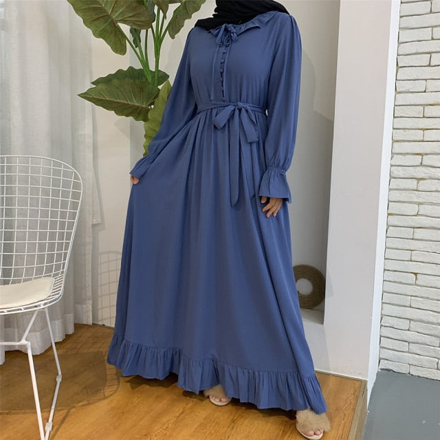 Abaya with ruffles - 6 solid colors of broadcloth - Arabian Boutique