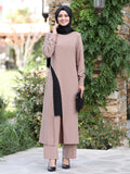 Side Split Abaya Style Suit - Muslim Suits - Islamic Clothing Sets | Arabian Boutique