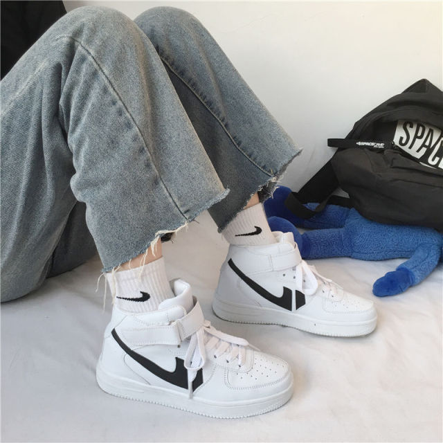 2021 Autumn Winter New Women's High-Top Sneakers No decoration Fashion Increased Women's Platform Casual Shoes Couple Sneakers - Arabian Boutique