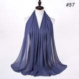 Muslim Bubble Chiffon Hijab Scarf Women Solid Color Soft Long Shawls and Wraps Georgette Islamic Head Scarves Ladies Hijabs - Arabian Boutique