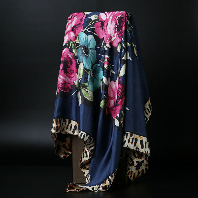 Women Fashion Square Scarf Bandana Black & Gold Print Shawl Hijab Office Party Imitate Silk Satin Kerchief 35"*35" - Arabian Boutique