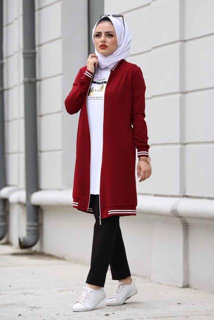 6949 Islamic Sports Wear for women islamic coat Sport Triple Team Tracksuit Set Muslim Women Dress Set Sport Hijab Suit jackets - Arabian Boutique
