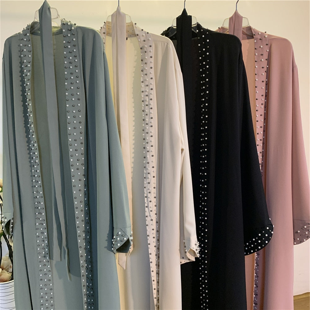 Luxury Open Abaya With Pearls - Arabian Boutique