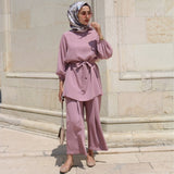 Eid Mubarek Two-pieces Muslim Sets Abaya Turkey Hijab Dress Caftan Kaftans Islam Clothing Abayas For Women Musulman Ensembles - Arabian Boutique
