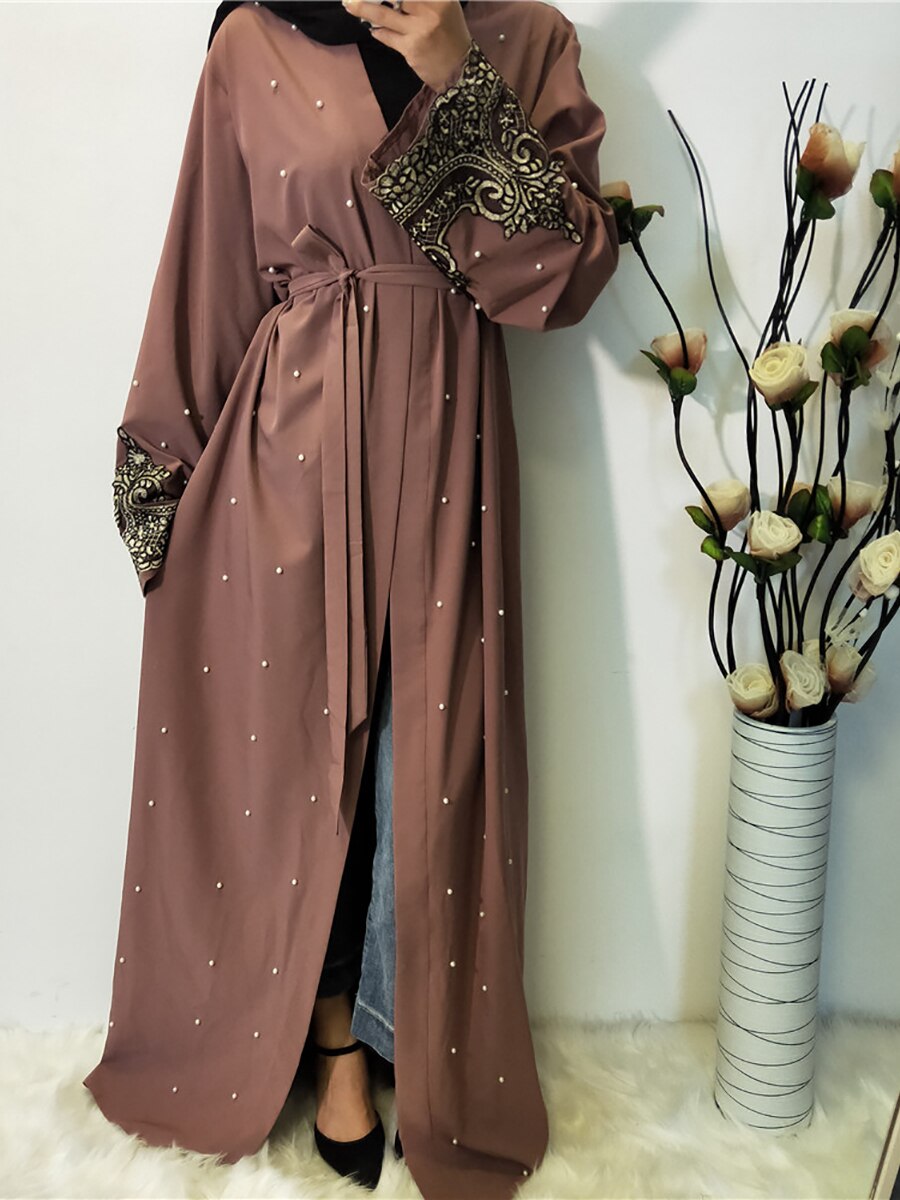 Elegant Pearl Design Pink Abaya - Arabian Boutique