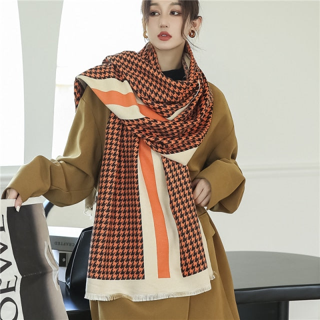 Winter Thick Letter Design Women Scarf Shawl Wraps 2022 Cashmere Tassle  Pashmina Blanket Bufanda Double Side Scarves - AliExpress