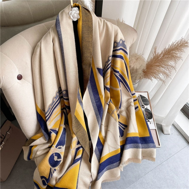 Thick Warm Winter Cashmere Scarf Hijab Women Print Blanket Shawl Wrap Foulard Female Pashmina 180*65cm Bufanda Soft Echarpe 2021 - Arabian Boutique