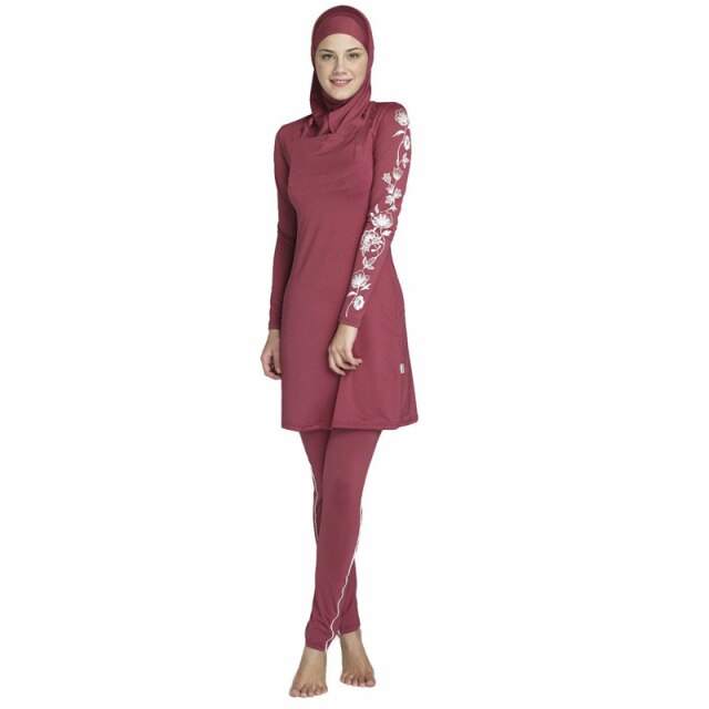 YONGSEN 2022 Women Plus Size Printed Floral Muslim Swimwear Hijab Muslimah Islamic Swimsuit Swim Surf Wear Sport Burkinis - Arabian Boutique