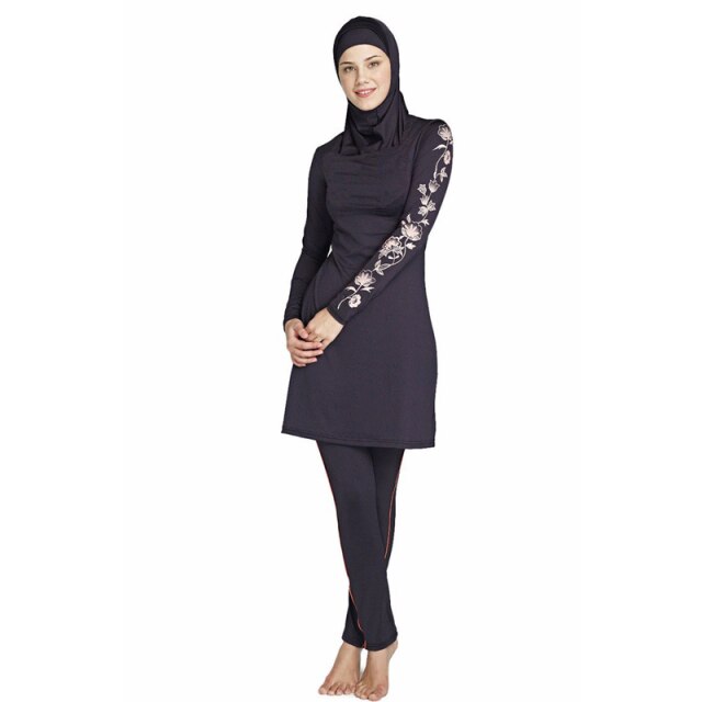 YONGSEN 2022 Women Plus Size Printed Floral Muslim Swimwear Hijab Muslimah Islamic Swimsuit Swim Surf Wear Sport Burkinis - Arabian Boutique