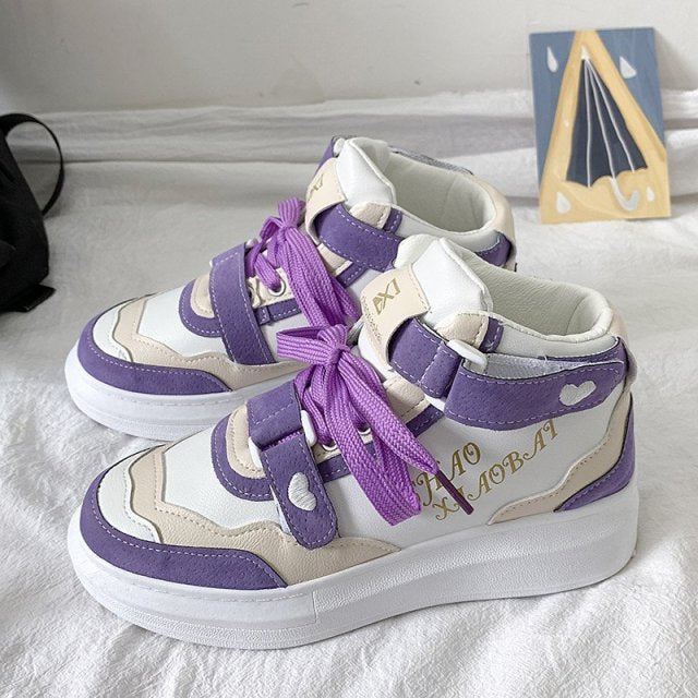 2021 Autumn Winter New Women's High-Top Sneakers No decoration Fashion Increased Women's Platform Casual Shoes Couple Sneakers - Arabian Boutique