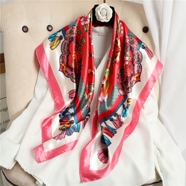 Luxury Brand Silk Satin Head Scarf For Women Animal Plaid Kerchief Neck  Scarfs 70cm Square Shawls and Wrpas Scarves For Ladies - AliExpress