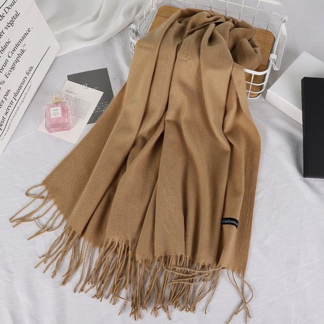 2021 Winter Scarf For Women Long Warm Cashmere Scarves Hijab Solid Lady Shawl Wrap Female Pashmina Bandana Head Scarfs Echarpe - Arabian Boutique