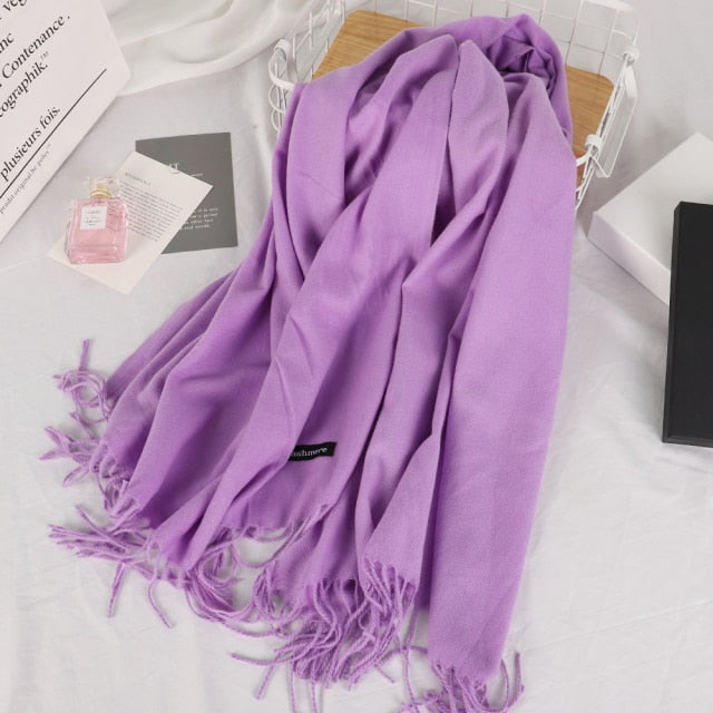 2021 Winter Scarf For Women Long Warm Cashmere Scarves Hijab Solid Lady Shawl Wrap Female Pashmina Bandana Head Scarfs Echarpe - Arabian Boutique