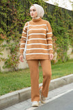 Striped Knitted Sweater Islamic Modest Pants