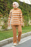 Striped Knitwear full pants and Sweater Suit from Turkey Dubai - Arabian Boutique
