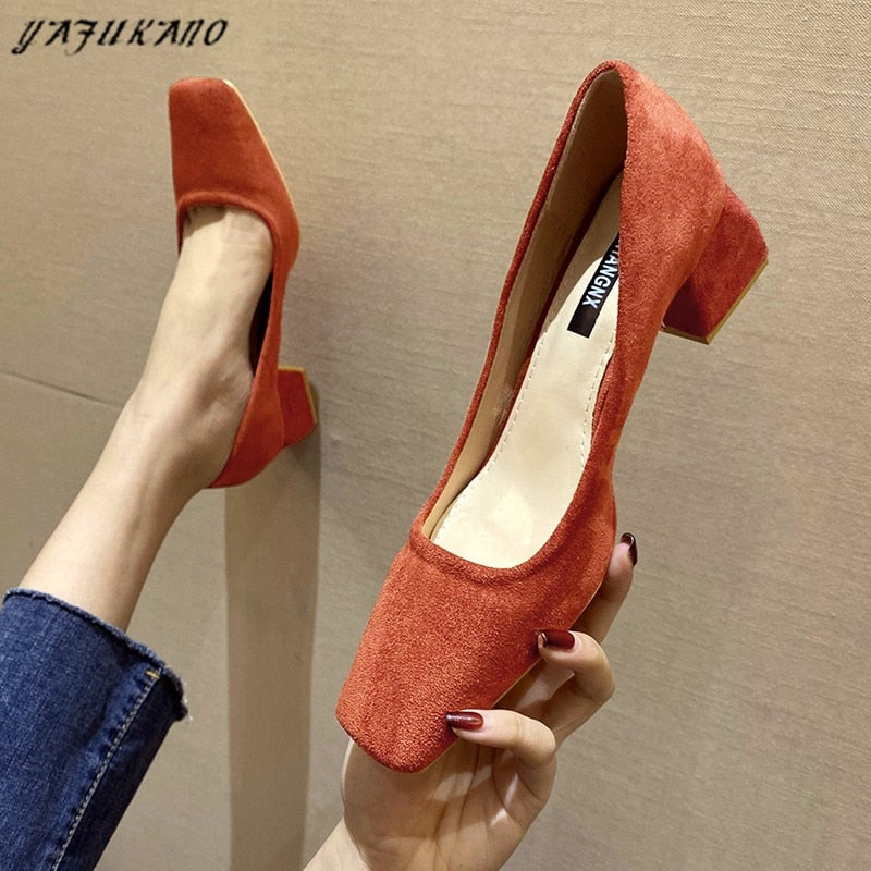 Simple Comfort Square High Heels Shoes for Woman - Arabian Boutique