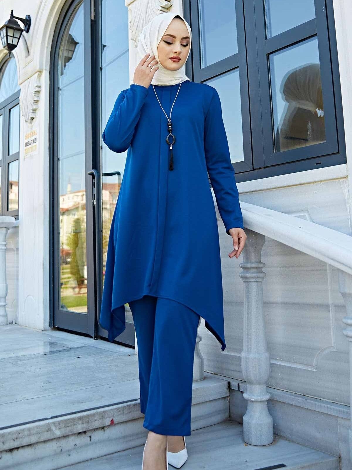 Asymmetrical Long Sleeve Muslimah Office Suit - Muslim Suits - Islamic Clothing Sets | Arabian Boutique