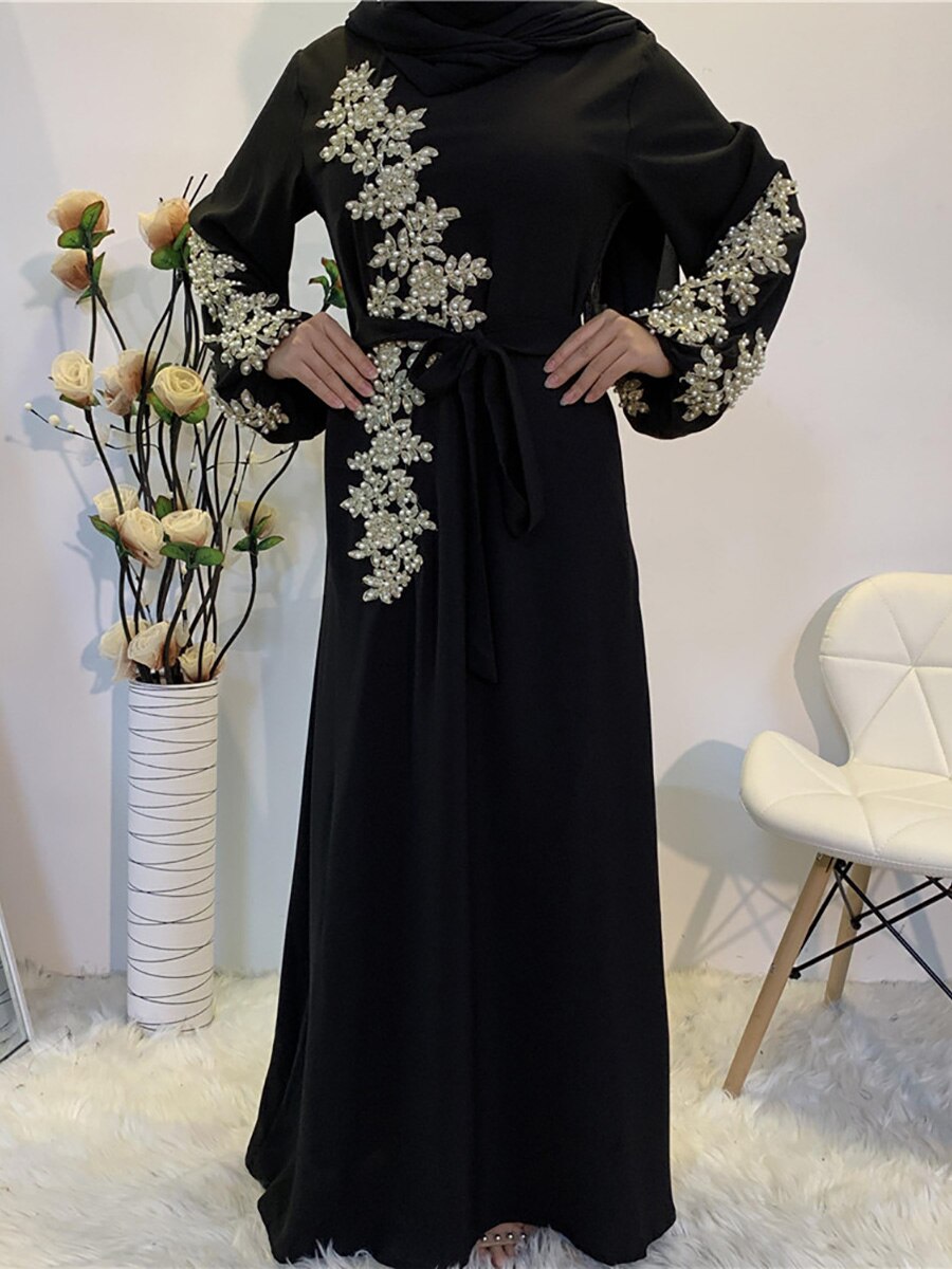 Floral Embroided Beaded Abaya - Arabian Boutique
