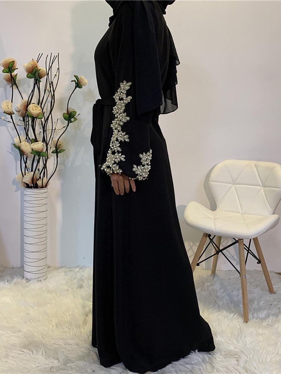 Floral Embroided Beaded Abaya - Arabian Boutique