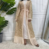 New Gold-Silver Leaf Open Abaya Embroidery Abaya