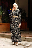 Straw Belt Wave Pattern Abaya Dress - Maxi Abaya Dresses | Arabian Boutique