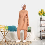 2 Piece Matching Eid Women Hijab Muslim Outfit Dubai Arabic Modest  Plain Blouse Top With Pants Abaya Sets Islamic Clothes Niqab - Arabian Boutique