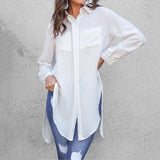 Celmia Elegant White Shirt 2021 Autumn Women Long Sleeve Blouse Turn Down Collar Tunic Tops Casual Solid Party Blusas Femininas - Arabian Boutique