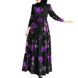 Plus Size Abaya Dress with Vintage Print - Arabian Boutique