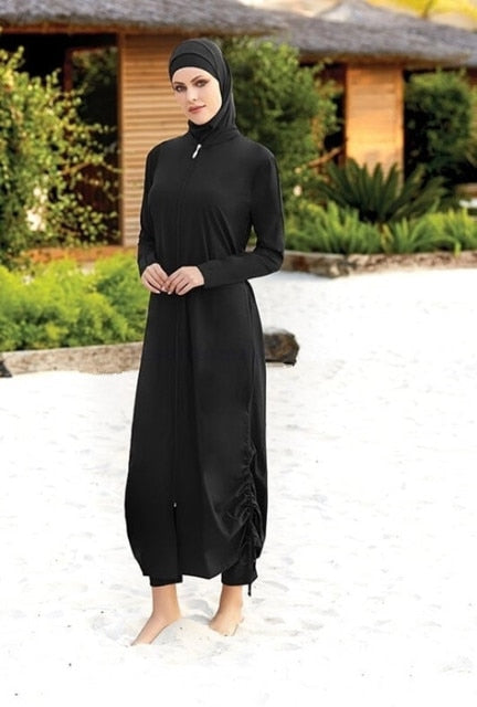 Islamic Women Muslim Swimwear Long Dress and Pants Burkini Swimsuit Modest Swim Surf Wear Sport Full Suit Swimming 3 Piece Sets - Arabian Boutique