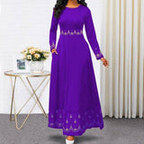 Red, Blue and Purple Elegant Evening Abaya with Gold print-Plus Size - Arabian Boutique