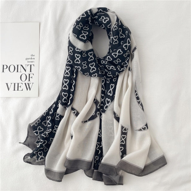 Design brand winter women scarf fashion plaid print cotton hijabs scarves for ladies shawls and wraps pashmina 2021 echarpe - Arabian Boutique