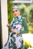 Green Leaves Muslim Burkini Swimming Suit For Sale - Muslim Swimming Suits | Arabian Boutique