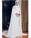 Cape Jewel Sweep Train Mermaid Wedding Dresses - Muslim Wedding Dresses | Arabian Boutique
