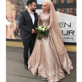 Sequin Long Sleeve Wedding Dress - Muslim Wedding Dresses | Arabian Boutique