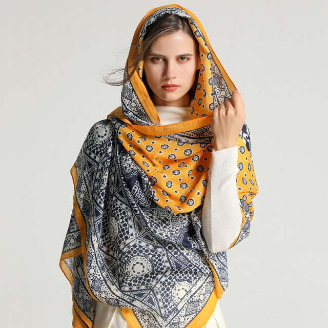 Elegant Winter Cotton Scarf For Women Shawls and Scarves Hijab Head Wraps Luxury Headscarf Pashmina Foulard Neckerchief Female - Arabian Boutique